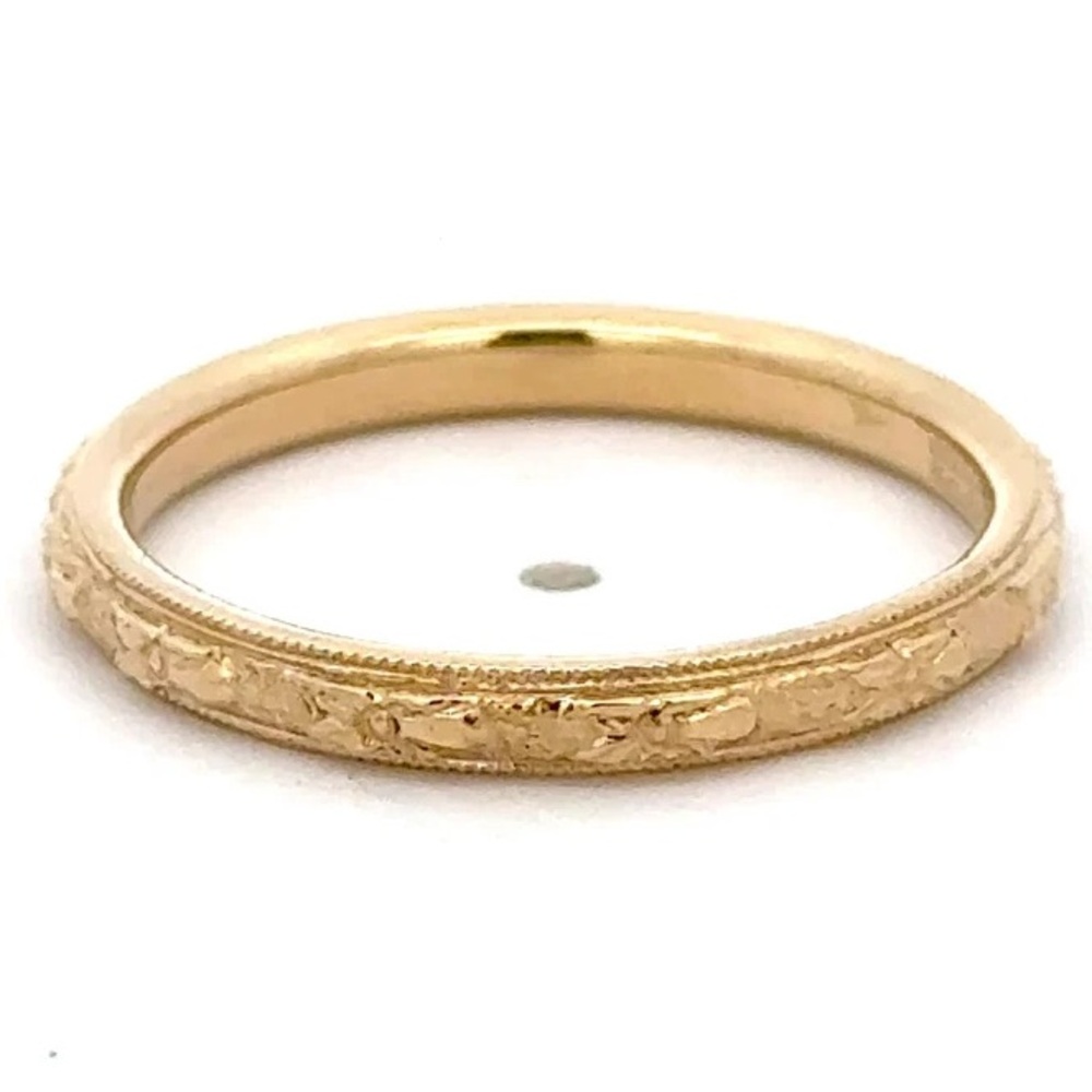 rare antique 18k Orange Blossom engraved solid gold ring band Traub vintage - Picture 5 of 6